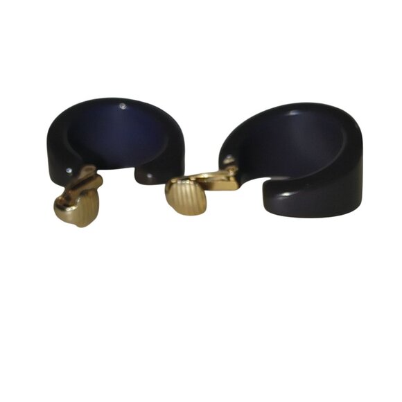 Vintage Blue Bakelite Clip On Earrings Timeless Geometric Design Authentic Retro - Picture 3 of 9